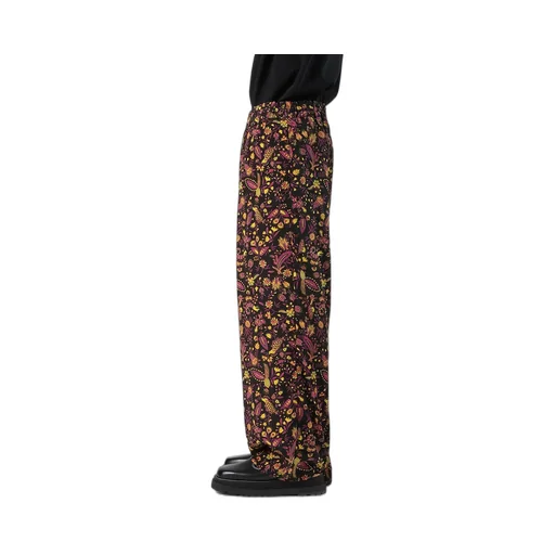 Flower Print Elastic Waist Pants
