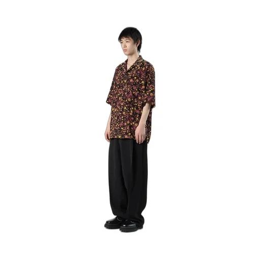 Flower Print Open Collar Shirt