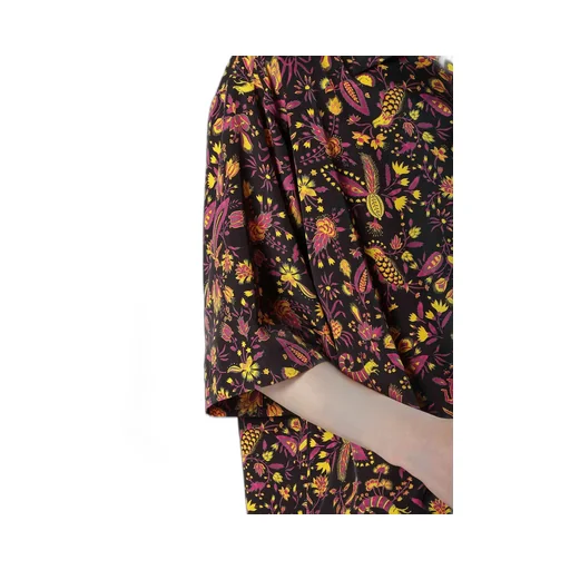 Flower Print Open Collar Shirt