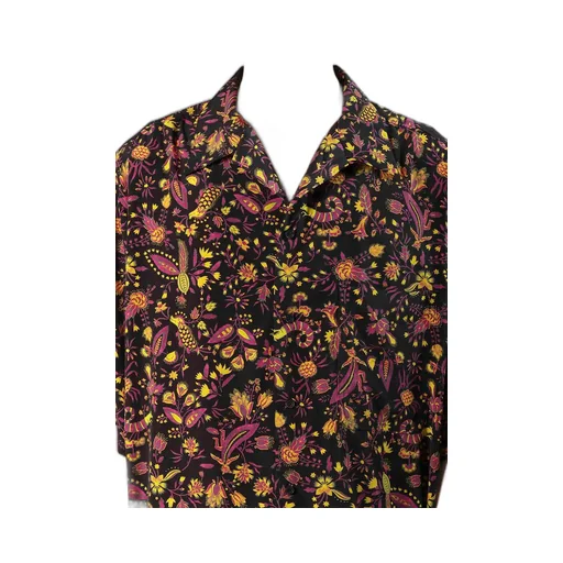 Flower Print Open Collar Shirt