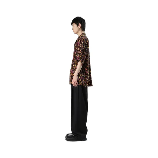 Flower Print Open Collar Shirt
