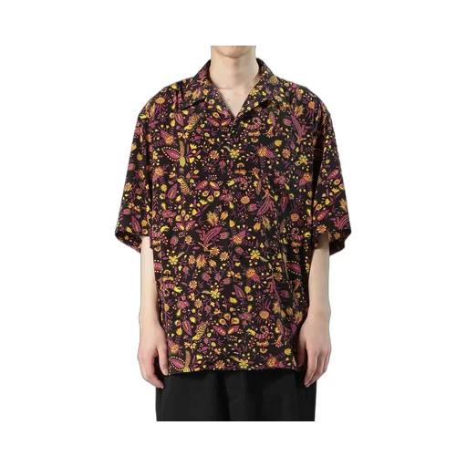 Flower Print Open Collar Shirt