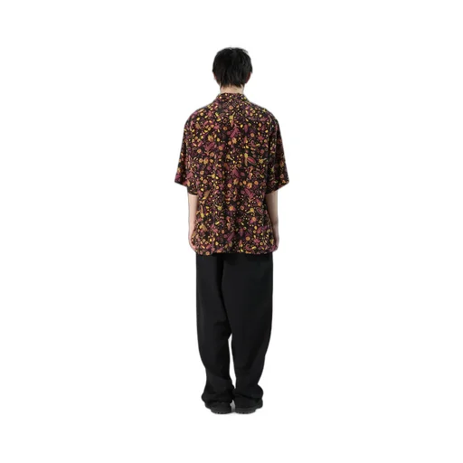 Flower Print Open Collar Shirt