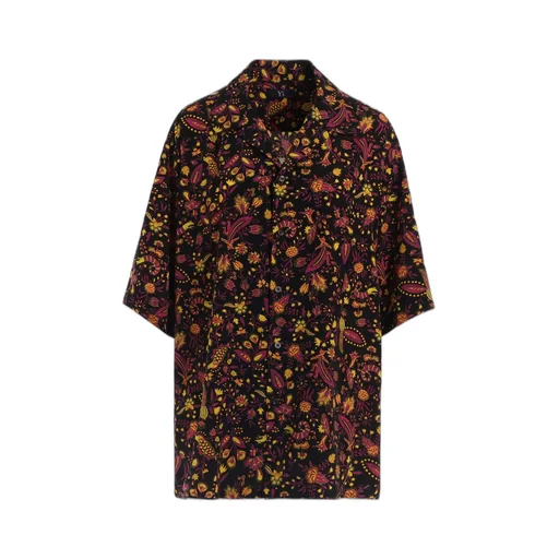 Flower Print Open Collar Shirt