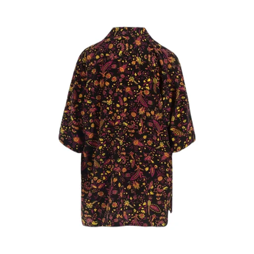 Flower Print Open Collar Shirt