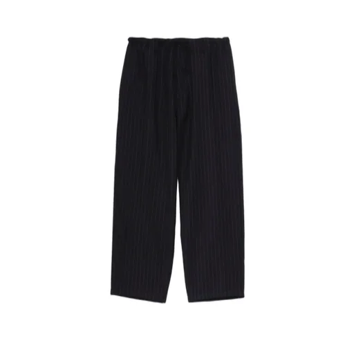 Striped Serge Wide-Leg Drawstring Pants