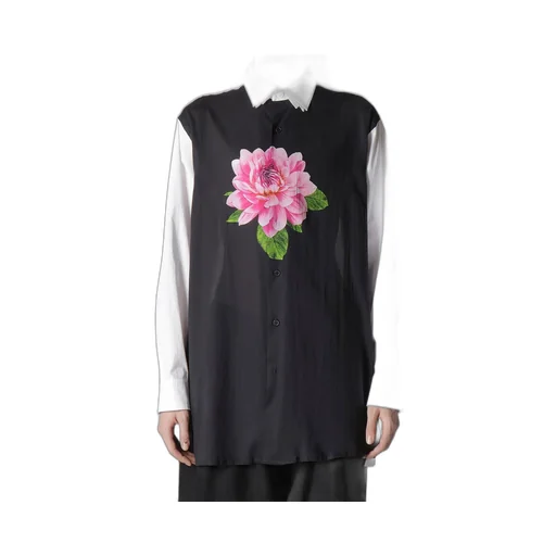 Triple Collar Shirt In Broad And Cellulose Pink Flower