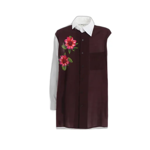 Oversized Silhouette Shirt In Broad And Cellulose Two Flowers