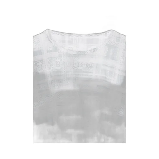 Tulle Lace Print Loose Round Neck T