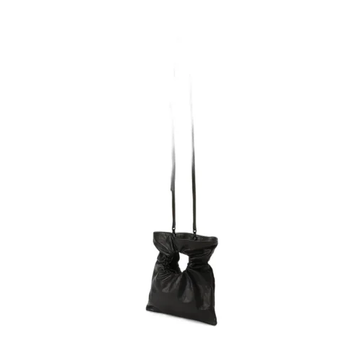 Soft Leather/Fabric Combination Gathered Pochette