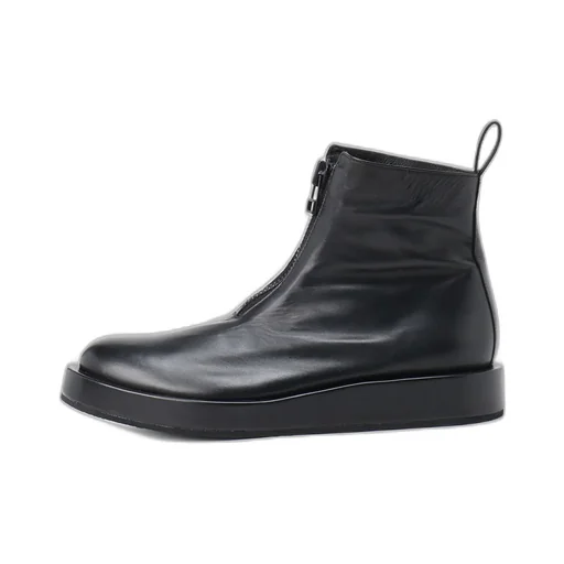 Oil Smooth Leather Zipper Boots