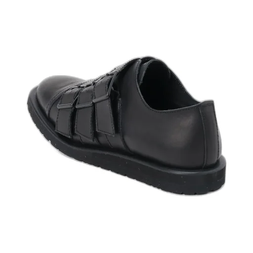 Matte Smooth Leather Belted Shoes