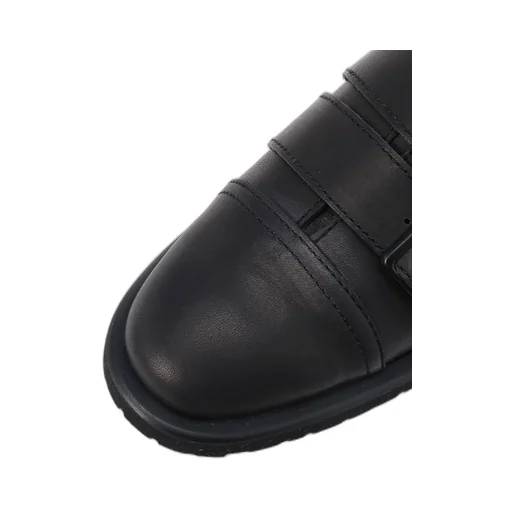 Matte Smooth Leather Belted Shoes
