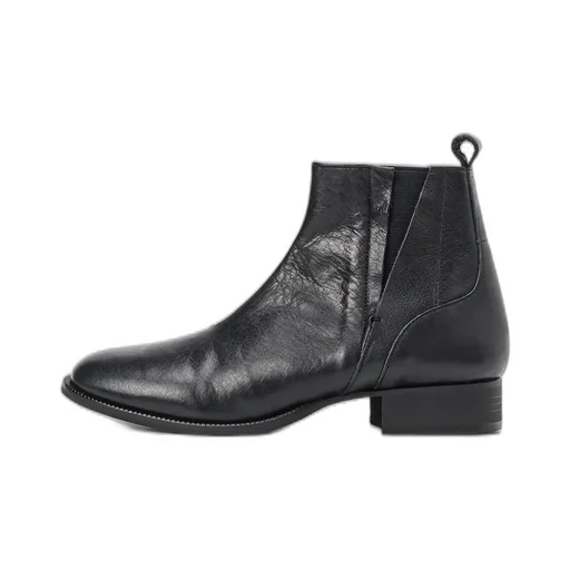 Semi-Gloss Leather Side Gore Short Boots