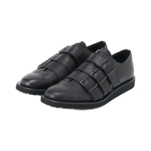 Matte Smooth Leather Belted Shoes