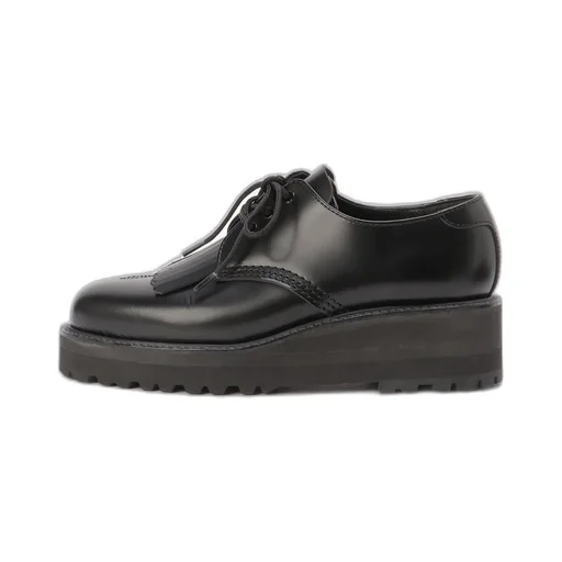 Glass Leather Fringe Tongue Shoes