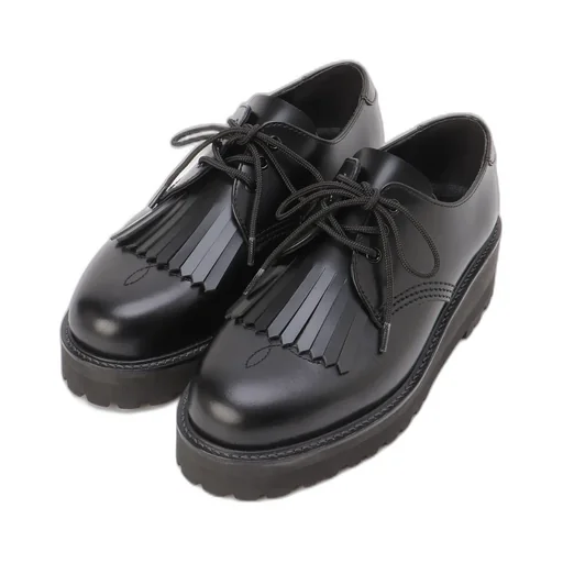 Glass Leather Fringe Tongue Shoes
