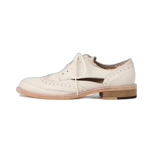 Cotton Linen/Leather Combination Wing Chip Shoes