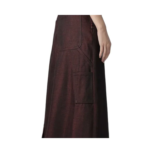Back Red Black Denim Skirt