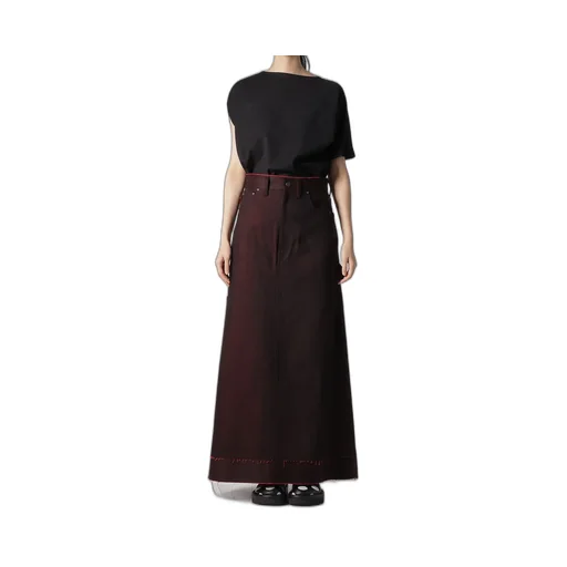 Back Red Black Denim Skirt
