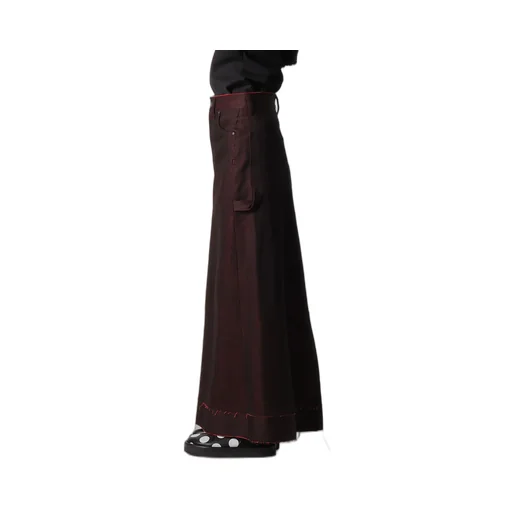 Back Red Black Denim Skirt