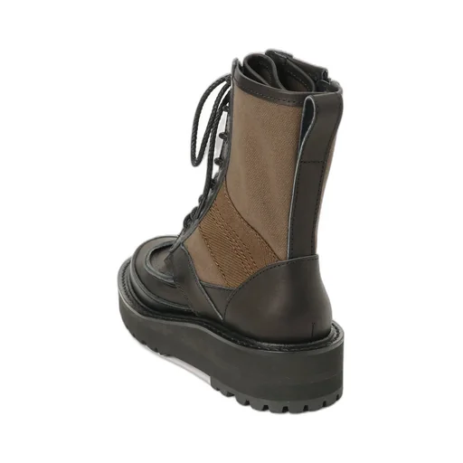 Cotton Duck/Leather Combination Military Boots