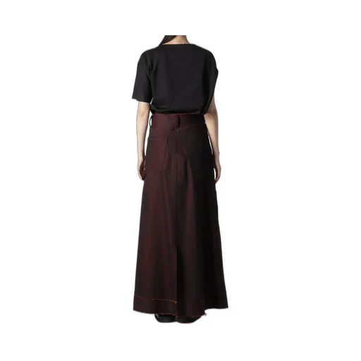 Back Red Black Denim Skirt