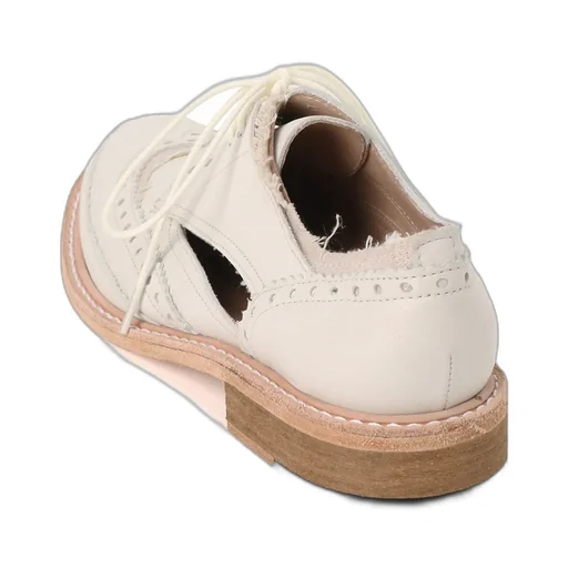 Cotton Linen/Leather Combination Wing Chip Shoes