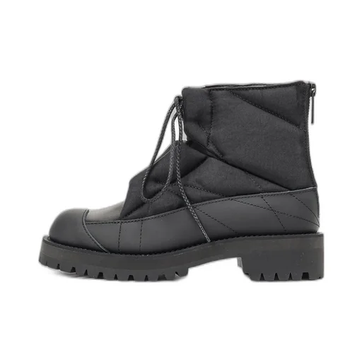 Ny Twill×Soft Leather Short Padded Boots