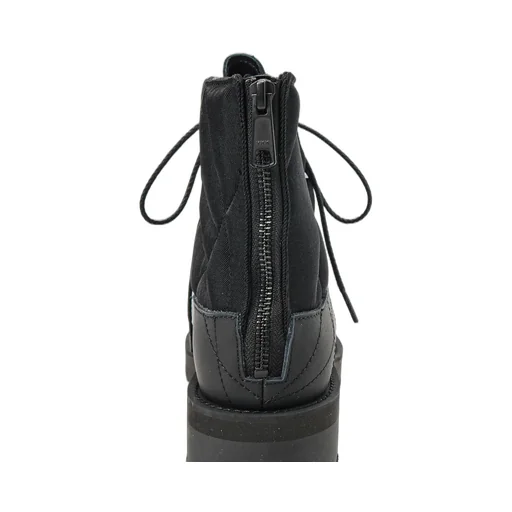Ny Twill×Soft Leather Short Padded Boots