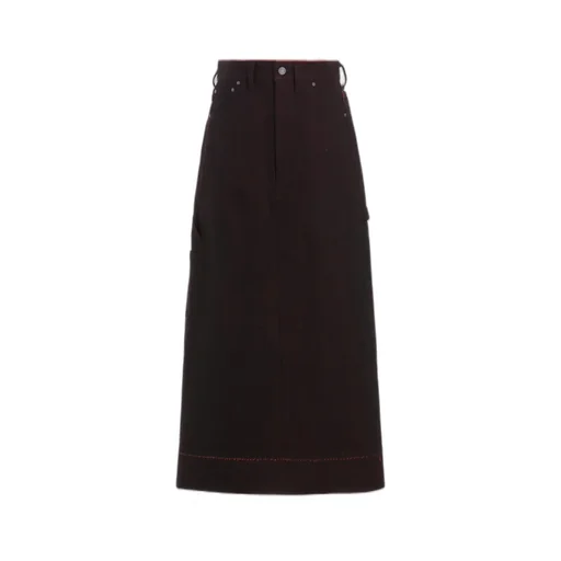 Back Red Black Denim Skirt