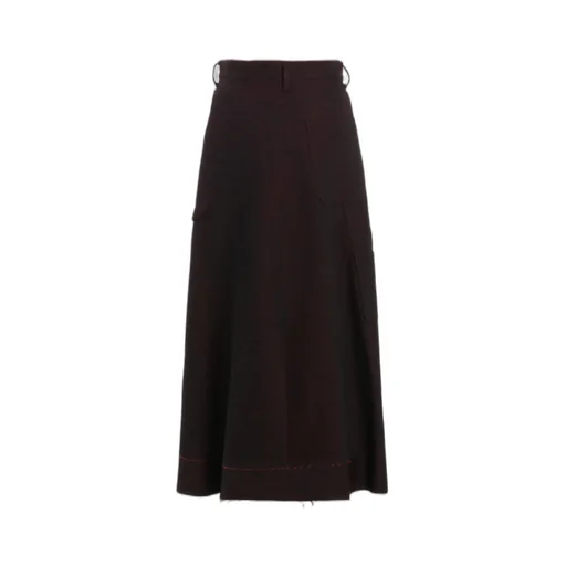 Back Red Black Denim Skirt