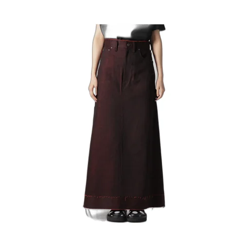 Back Red Black Denim Skirt