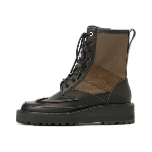 Cotton Duck/Leather Combination Military Boots