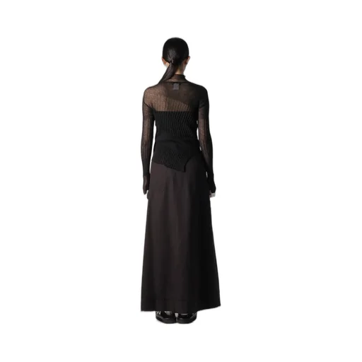 Sheer Asymmetry Ribbed Knit