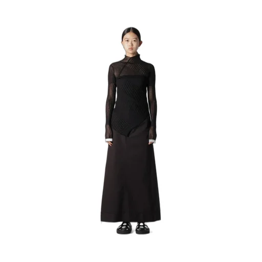 Sheer Asymmetry Ribbed Knit