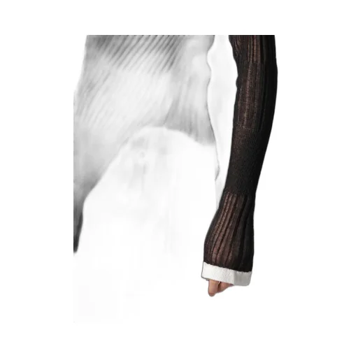 Sheer Asymmetry Ribbed Knit