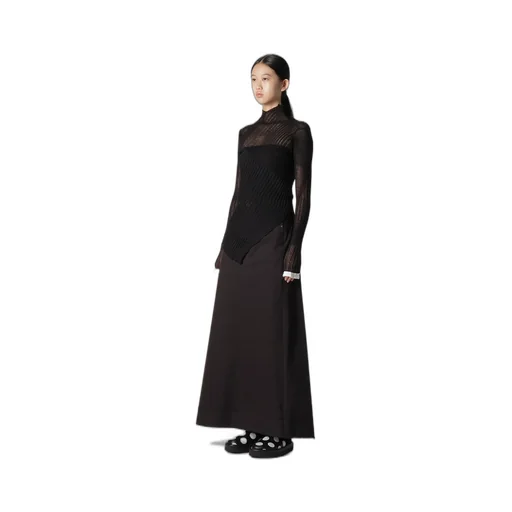 Sheer Asymmetry Ribbed Knit