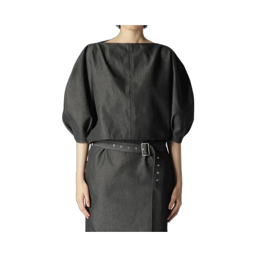 Hard Twisted Cotton Twill Cropped Blouse