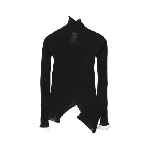 Sheer Asymmetry Ribbed Knit