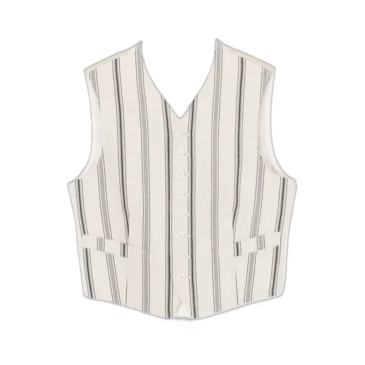 Hard Twisted Stripe Back Open Collerless Vest