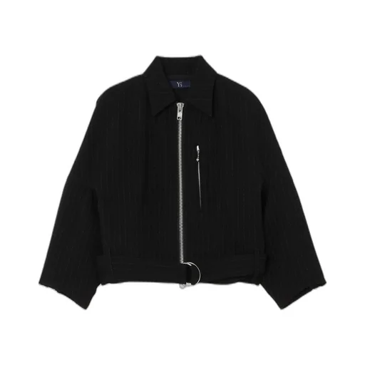 Wool Blend Nep Stripe Panel Blouson