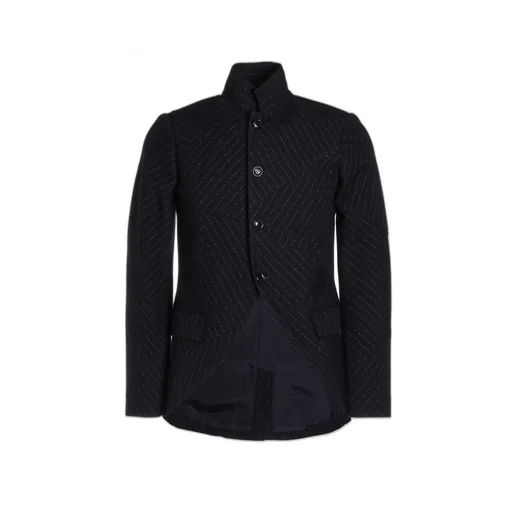 Wool Blend Nep Stripe Panel Jacket