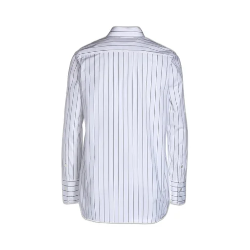 Stripe Shirt Collar Blouse