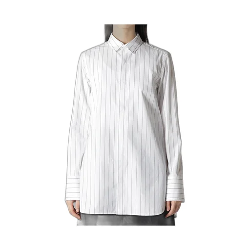 Stripe Shirt Collar Blouse