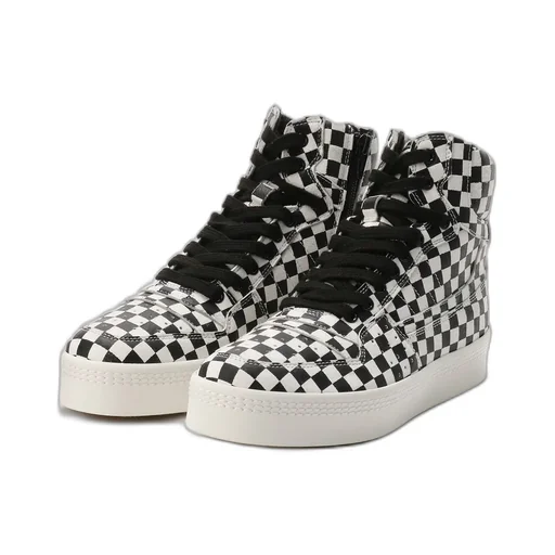 Plaid Pattern Leather Basket Shoes