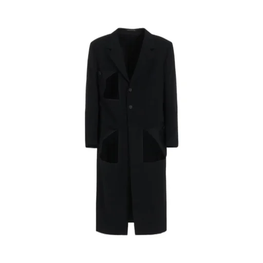 Wool Gabardine Diagonal Button Long Jacket