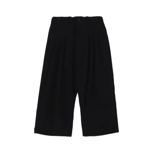 Wool Gabardine Tab Detail Wide Pants