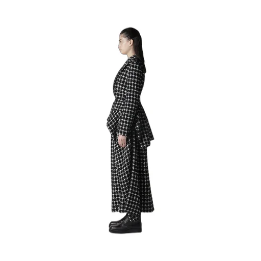 B&W Houndstooth Draped Peaked Jacket