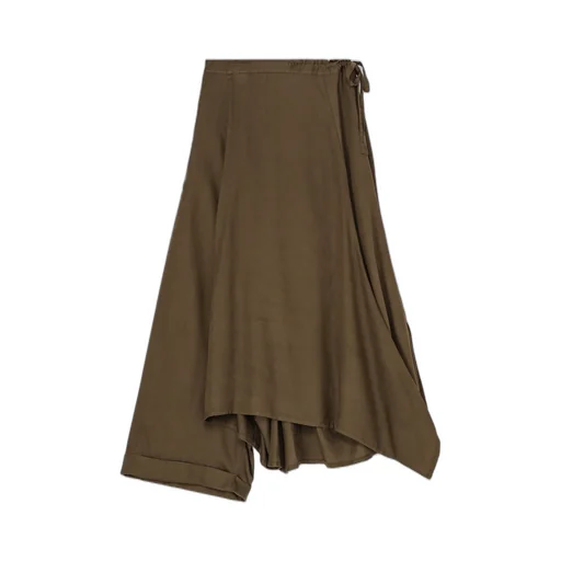 Cellulose Pigment Dyeing Draped Gathed Detail Skirt